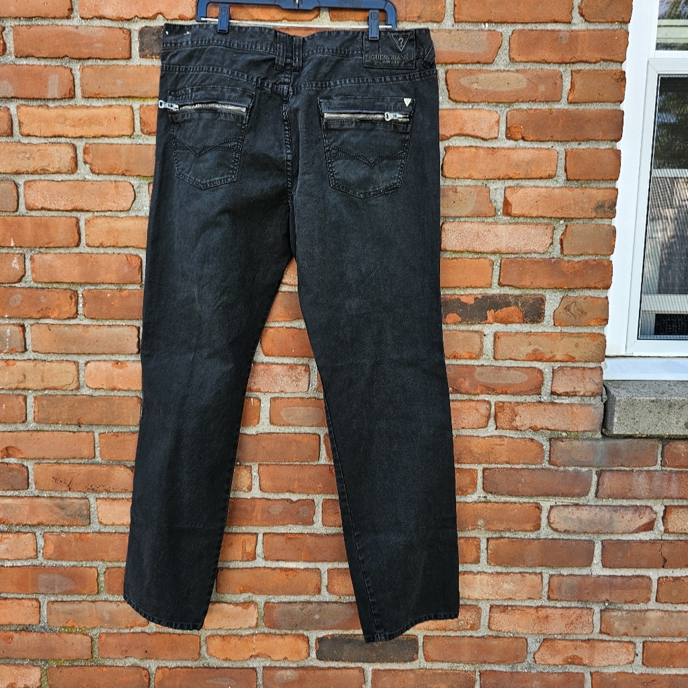 Y2K Vintage GUESS USA Black Wash Button Fly Jeans | Size 38